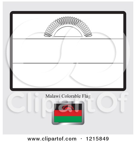 Clipart of a Coloring Page and Sample for a Malawi Flag - Royalty Free Vector Illustration by Lal Perera