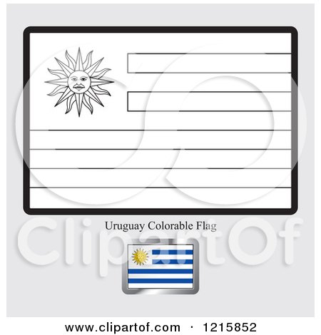 Clipart of a Coloring Page and Sample for a Uruguay Flag - Royalty Free Vector Illustration by Lal Perera
