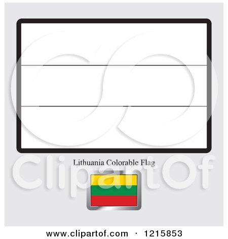 Clipart of a Coloring Page and Sample for a Lithuania Flag - Royalty Free Vector Illustration by Lal Perera