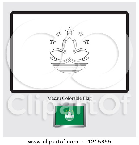 Clipart of a Coloring Page and Sample for a Macau Flag - Royalty Free Vector Illustration by Lal Perera