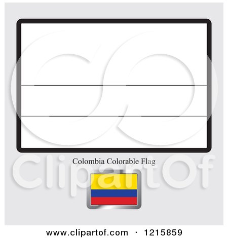 Clipart of a Coloring Page and Sample for a Colombia Flag - Royalty Free Vector Illustration by Lal Perera