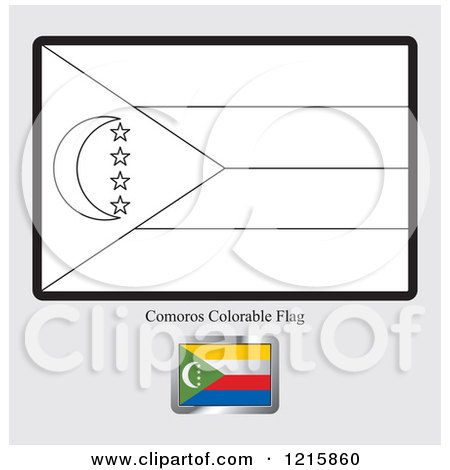 Clipart of a Coloring Page and Sample for a Comoros Flag - Royalty Free Vector Illustration by Lal Perera