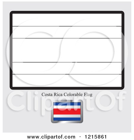Clipart of a Coloring Page and Sample for a Costa Rica Flag - Royalty Free Vector Illustration by Lal Perera