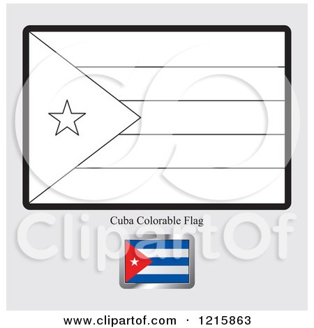 Clipart of a Coloring Page and Sample for a Cuba Flag - Royalty Free Vector Illustration by Lal Perera