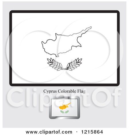 Clipart of a Coloring Page and Sample for a Cyprus Flag - Royalty Free Vector Illustration by Lal Perera