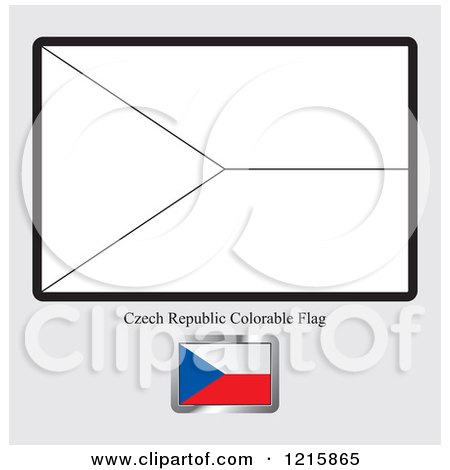 Clipart of a Coloring Page and Sample for a Czech Flag - Royalty Free Vector Illustration by Lal Perera