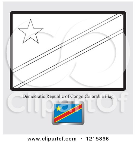 Clipart of a Coloring Page and Sample for a Democratic Republic of Congo Flag - Royalty Free Vector Illustration by Lal Perera