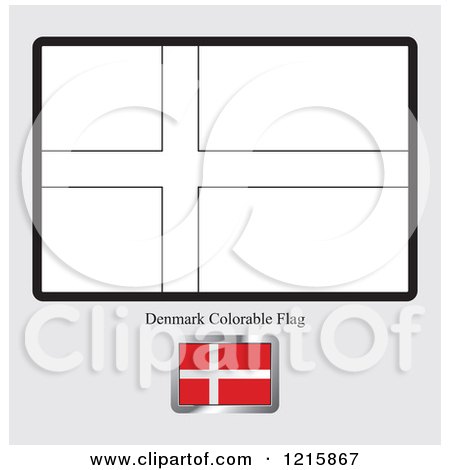 Clipart of a Coloring Page and Sample for a Denmark Flag - Royalty Free Vector Illustration by Lal Perera