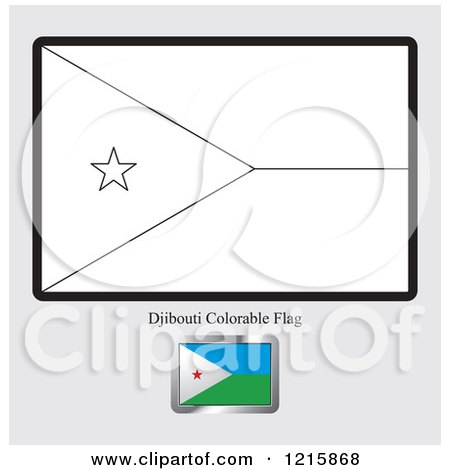 Clipart of a Coloring Page and Sample for a Djibouti Flag - Royalty Free Vector Illustration by Lal Perera