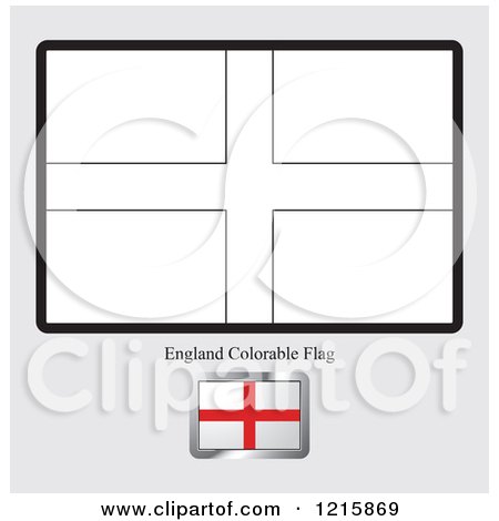 Clipart of a Coloring Page and Sample for an England Flag - Royalty Free Vector Illustration by Lal Perera