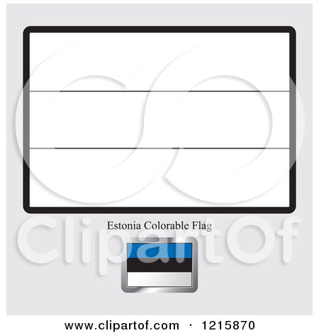 Clipart of a Coloring Page and Sample for a Estonia Flag - Royalty Free Vector Illustration by Lal Perera