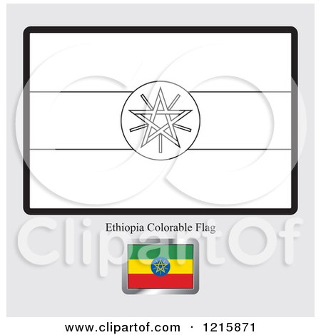 Clipart of a Coloring Page and Sample for a Ethiopia Flag - Royalty Free Vector Illustration by Lal Perera