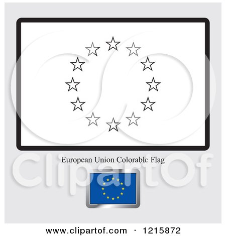 Clipart of a Coloring Page and Sample for a Europe Flag - Royalty Free Vector Illustration by Lal Perera