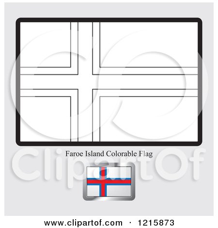 Clipart of a Coloring Page and Sample for a Faroe Island Flag - Royalty Free Vector Illustration by Lal Perera