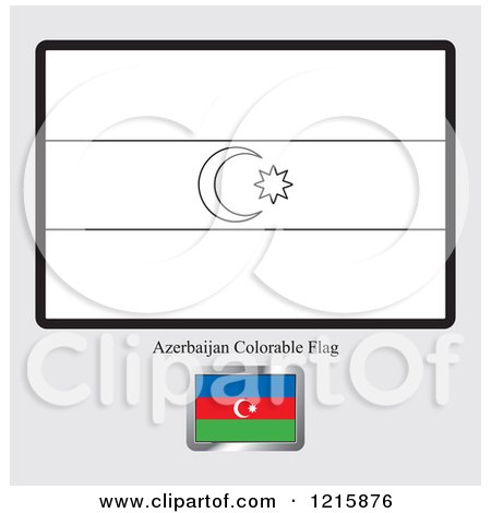 Clipart of a Coloring Page and Sample for an Azerbaijan Flag - Royalty Free Vector Illustration by Lal Perera
