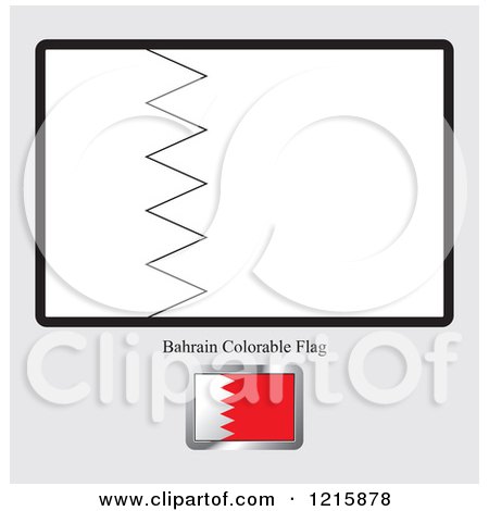Clipart of a Coloring Page and Sample for a Bahrain Flag - Royalty Free Vector Illustration by Lal Perera