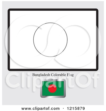 Clipart of a Coloring Page and Sample for a Bangladesh Flag - Royalty Free Vector Illustration by Lal Perera