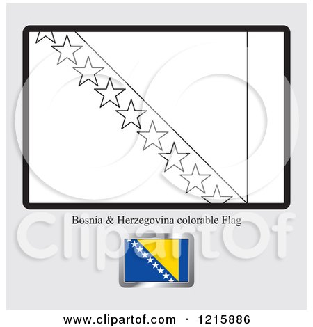 Clipart of a Coloring Page and Sample for a Bosnia and Herzegovina Flag - Royalty Free Vector Illustration by Lal Perera