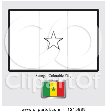 Clipart of a Coloring Page and Sample for a Senegal Flag - Royalty Free Vector Illustration by Lal Perera