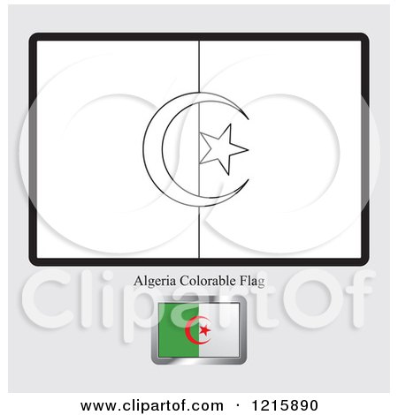 Clipart of a Coloring Page and Sample for an Algeria Flag - Royalty Free Vector Illustration by Lal Perera