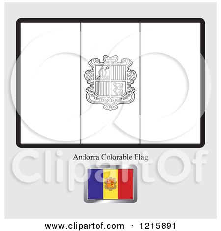 Clipart of a Coloring Page and Sample for an Andorra Flag - Royalty Free Vector Illustration by Lal Perera