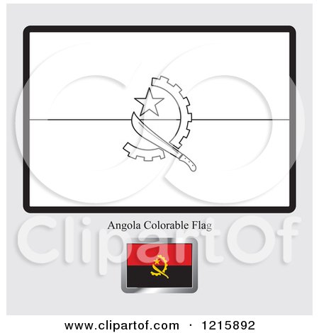Clipart of a Coloring Page and Sample for an Angola Flag - Royalty Free Vector Illustration by Lal Perera