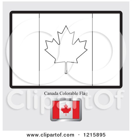 Clipart of a Coloring Page and Sample for a Canada Flag - Royalty Free Vector Illustration by Lal Perera