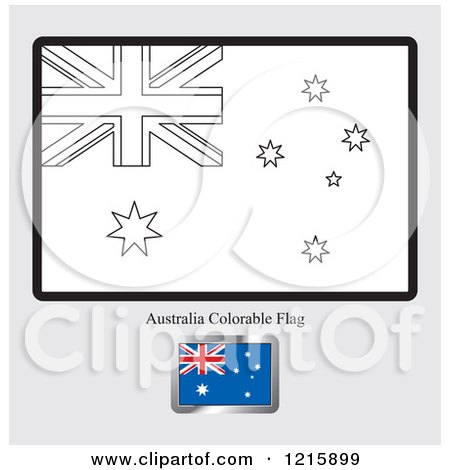 Clipart of a Coloring Page and Sample for an Australia Flag - Royalty Free Vector Illustration by Lal Perera