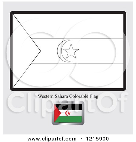 Clipart of a Coloring Page and Sample for a Western Sahara Flag - Royalty Free Vector Illustration by Lal Perera