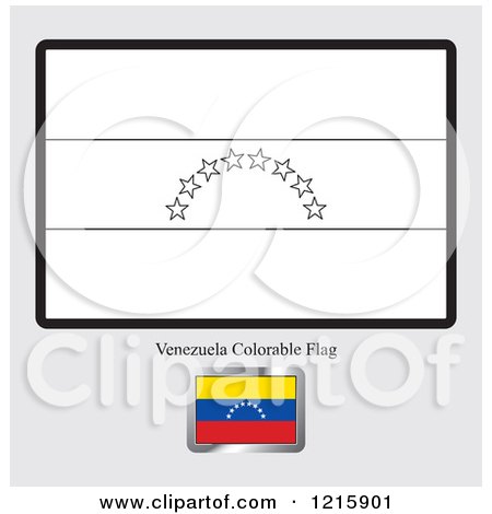 Clipart of a Coloring Page and Sample for a Venezuela Flag - Royalty Free Vector Illustration by Lal Perera
