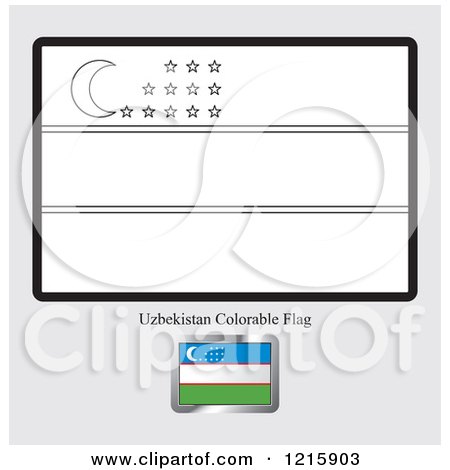 Clipart of a Coloring Page and Sample for a Uzbekistan Flag - Royalty Free Vector Illustration by Lal Perera