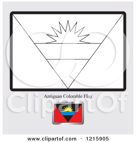 Clipart of a Coloring Page and Sample for an Antigua Flag - Royalty Free Vector Illustration by Lal Perera