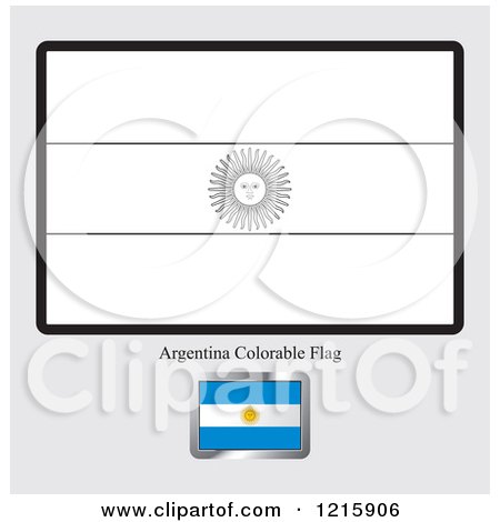 Clipart of a Coloring Page and Sample for an Argentina Flag - Royalty Free Vector Illustration by Lal Perera