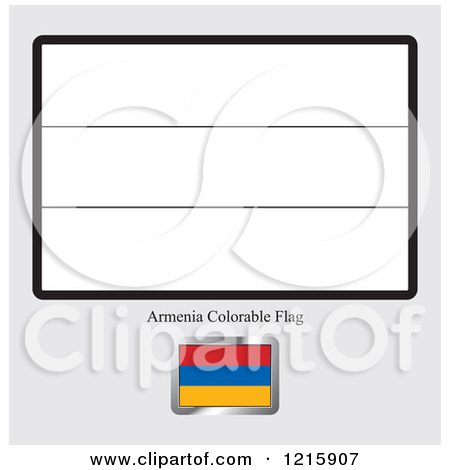 Clipart of a Coloring Page and Sample for an Armenia Flag - Royalty Free Vector Illustration by Lal Perera