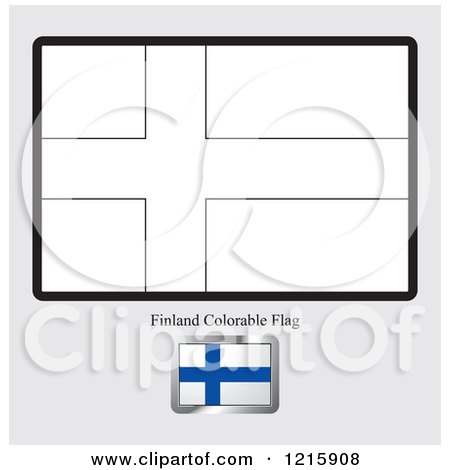 Clipart of a Coloring Page and Sample for a Finland Flag - Royalty Free Vector Illustration by Lal Perera