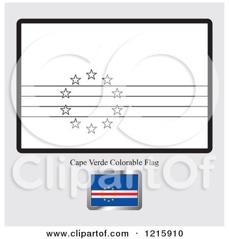 Clipart of a Coloring Page and Sample for a Cape Verde Flag - Royalty Free Vector Illustration by Lal Perera