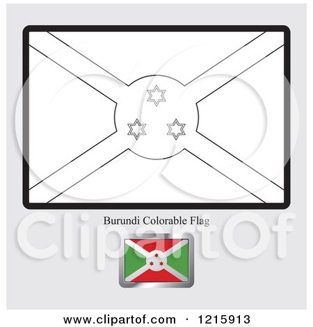 Clipart of a Coloring Page and Sample for a Burundi Flag - Royalty Free Vector Illustration by Lal Perera