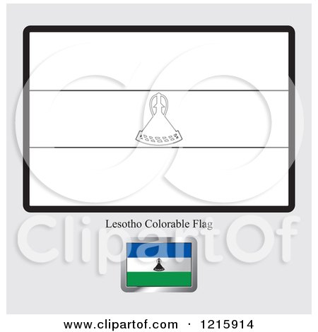Clipart of a Coloring Page and Sample for a Lesotho Flag - Royalty Free Vector Illustration by Lal Perera