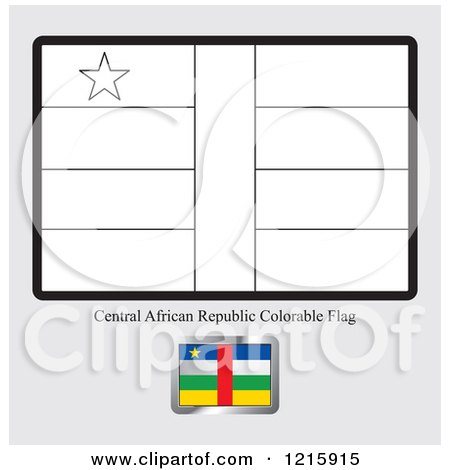 Clipart of a Coloring Page and Sample for a Central Africa Flag - Royalty Free Vector Illustration by Lal Perera