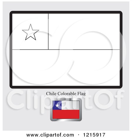 Clipart of a Coloring Page and Sample for a Chile Flag - Royalty Free Vector Illustration by Lal Perera