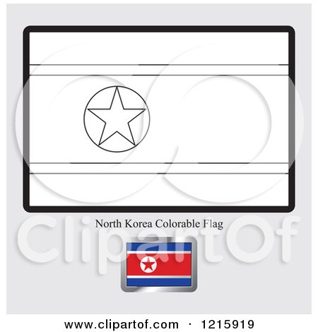 Clipart of a Coloring Page and Sample for a North Korea Flag - Royalty Free Vector Illustration by Lal Perera