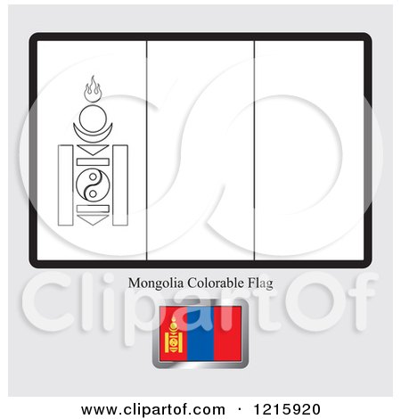 Clipart of a Coloring Page and Sample for a Mongolia Flag - Royalty Free Vector Illustration by Lal Perera