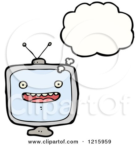 Cartoon of a Thinking TV - Royalty Free Vector Illustration by lineartestpilot