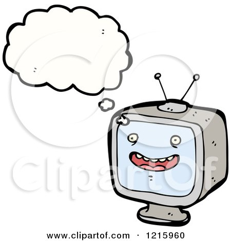 Cartoon of a Thinking TV - Royalty Free Vector Illustration by lineartestpilot