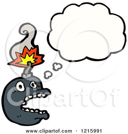 Cartoon of a Bomb Thinking - Royalty Free Vector Illustration by lineartestpilot