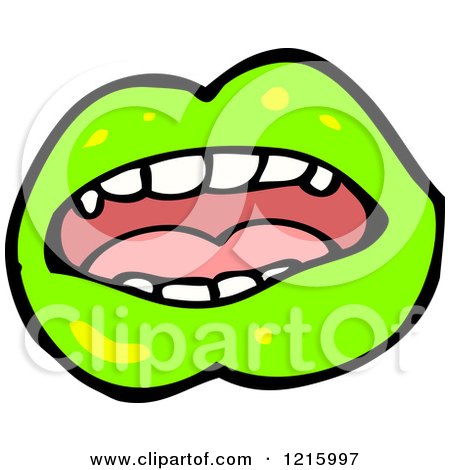 Cartoon of Green Vampire Lips - Royalty Free Vector Illustration by lineartestpilot