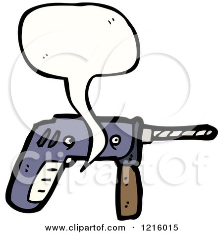 Cartoon of an Electric Drill Speaking - Royalty Free Vector Illustration by lineartestpilot