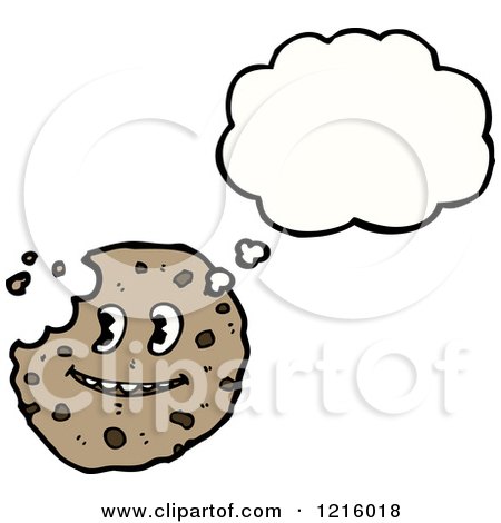 Cartoon of a Thinking Cookie, - Royalty Free Vector Illustration by lineartestpilot