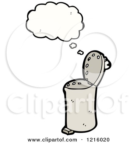 Cartoon of a Thinking Garbage Can - Royalty Free Vector Illustration by lineartestpilot