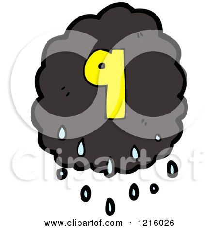 Cartoon of a Stormy Cloud with the Number 9 - Royalty Free Vector Illustration by lineartestpilot